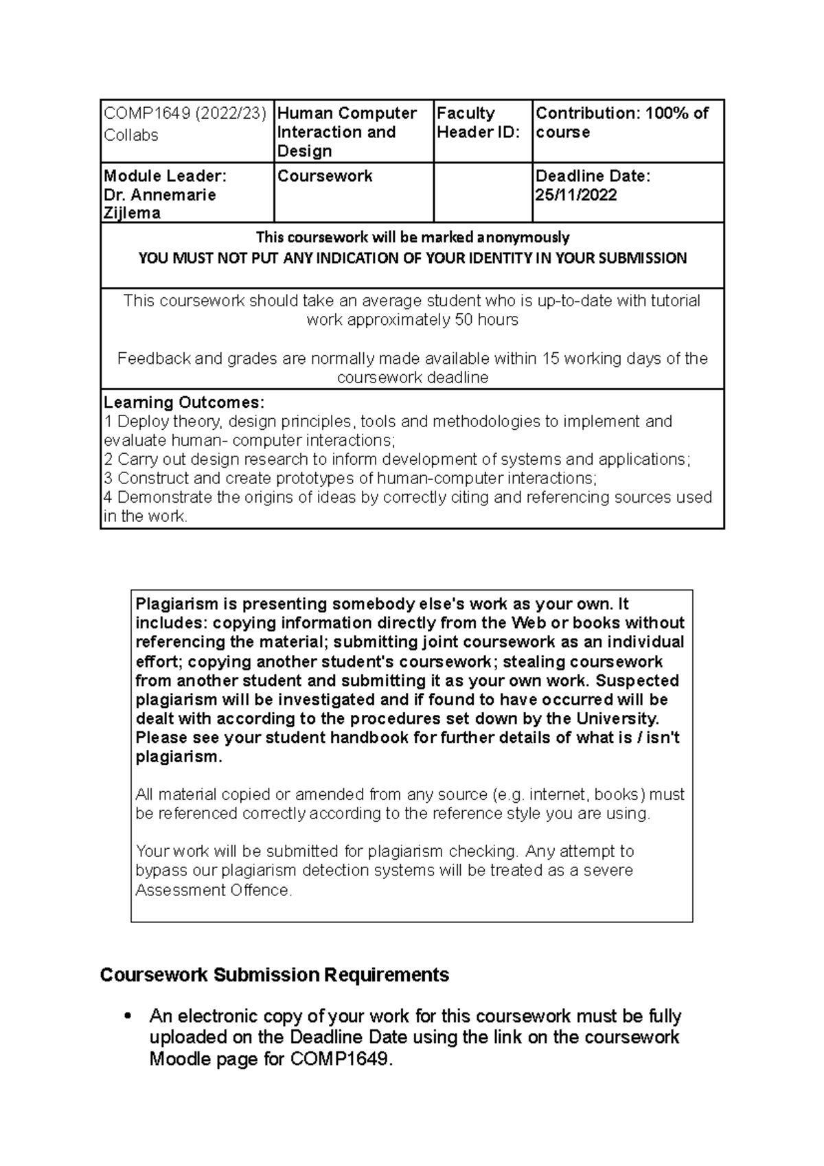 COMP1649 Coursework Term1 2223 - COMP1649 (2022/23) Collabs Human ...