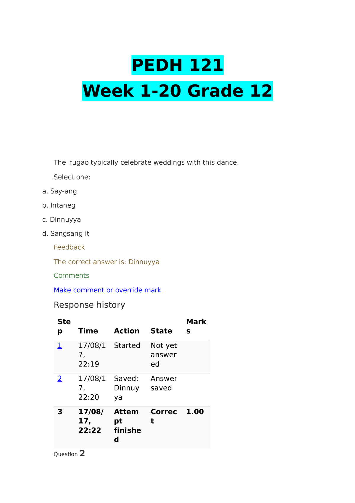 Physical Education And Health (PEDH 121) Week 1-20 - PEDH 121 Week 1-20 ...