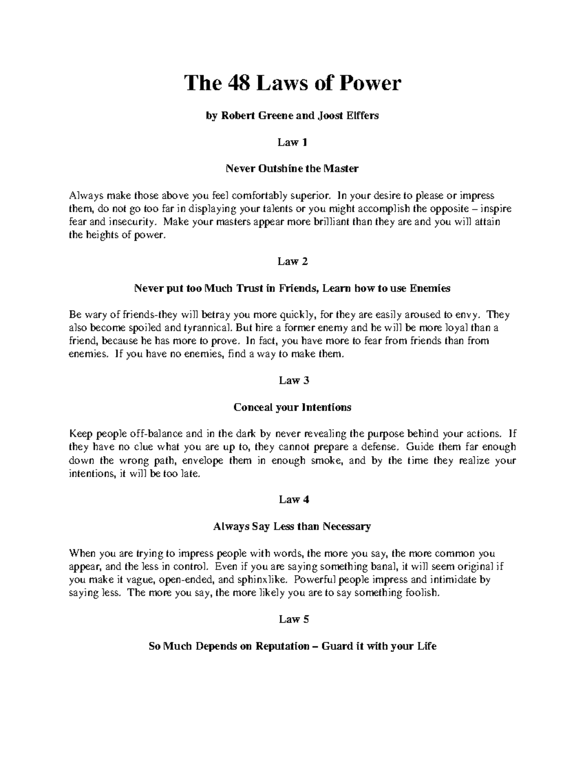 The 48 Laws of Power - Human behaviour - The 48 Laws of Power by Robert ...