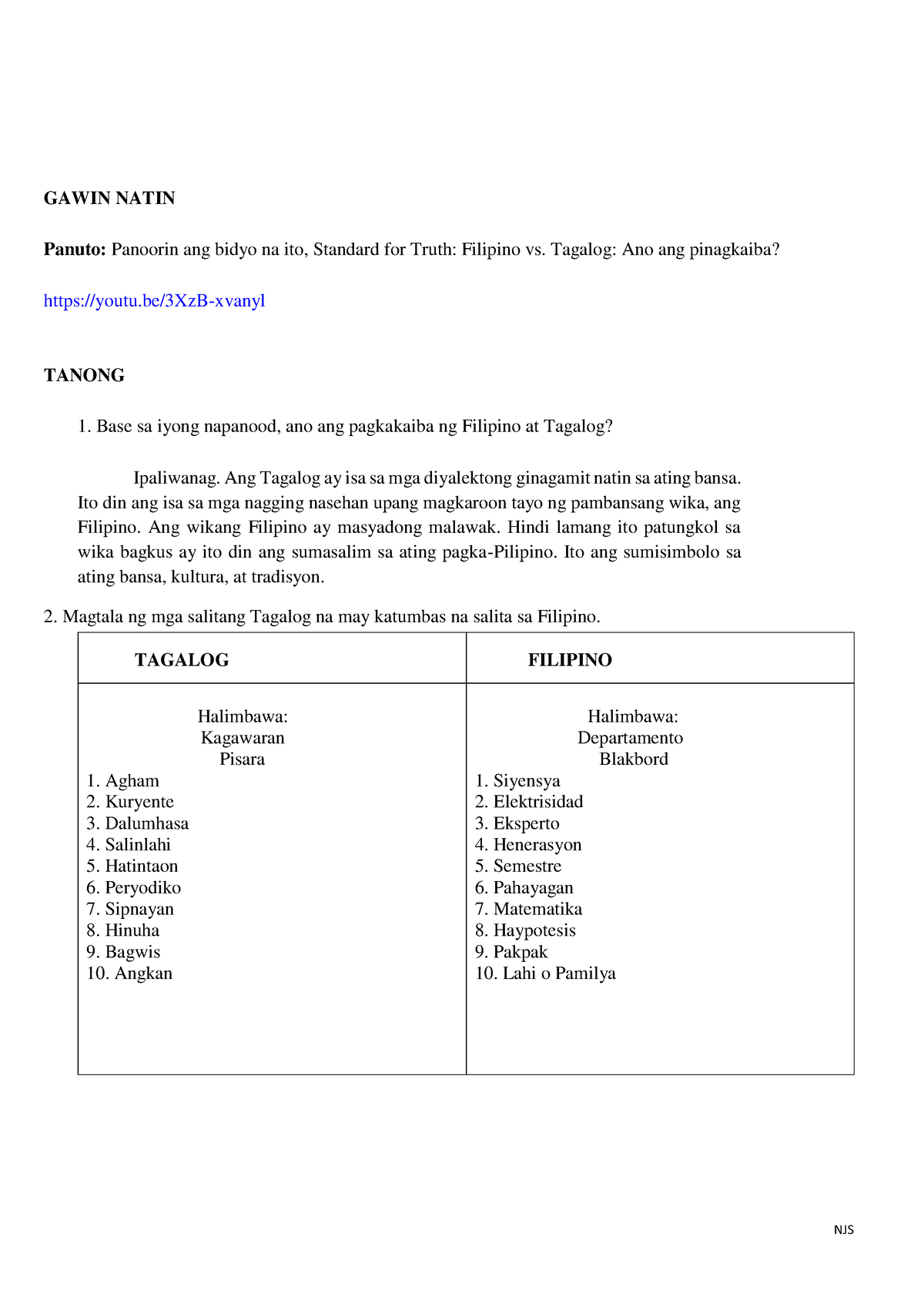 29 Filipino Vs Tagalog Njs Gawin Natin Panuto Panoorin Ang Bidyo Na Ito Standard For Truth 9611