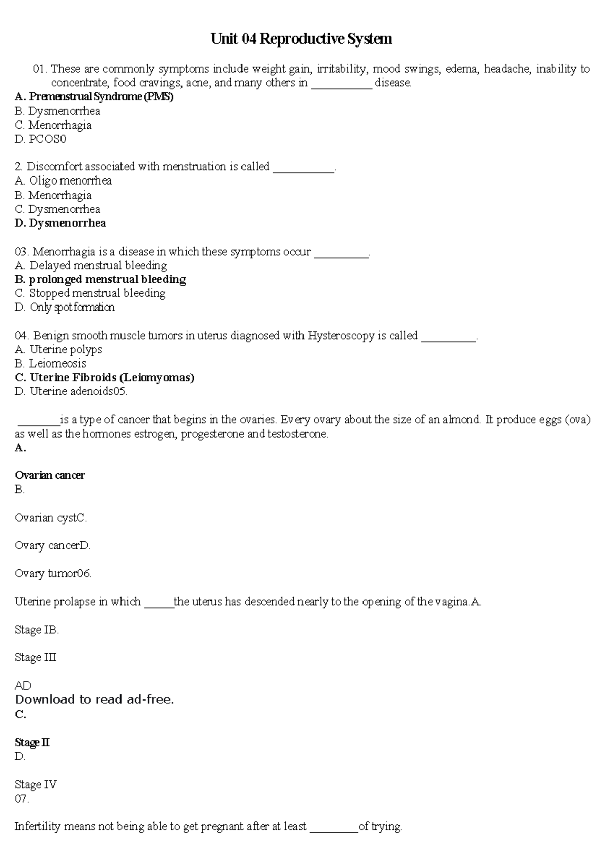 Unit 04 Reproductive System - Unit 04 Reproductive System These are ...