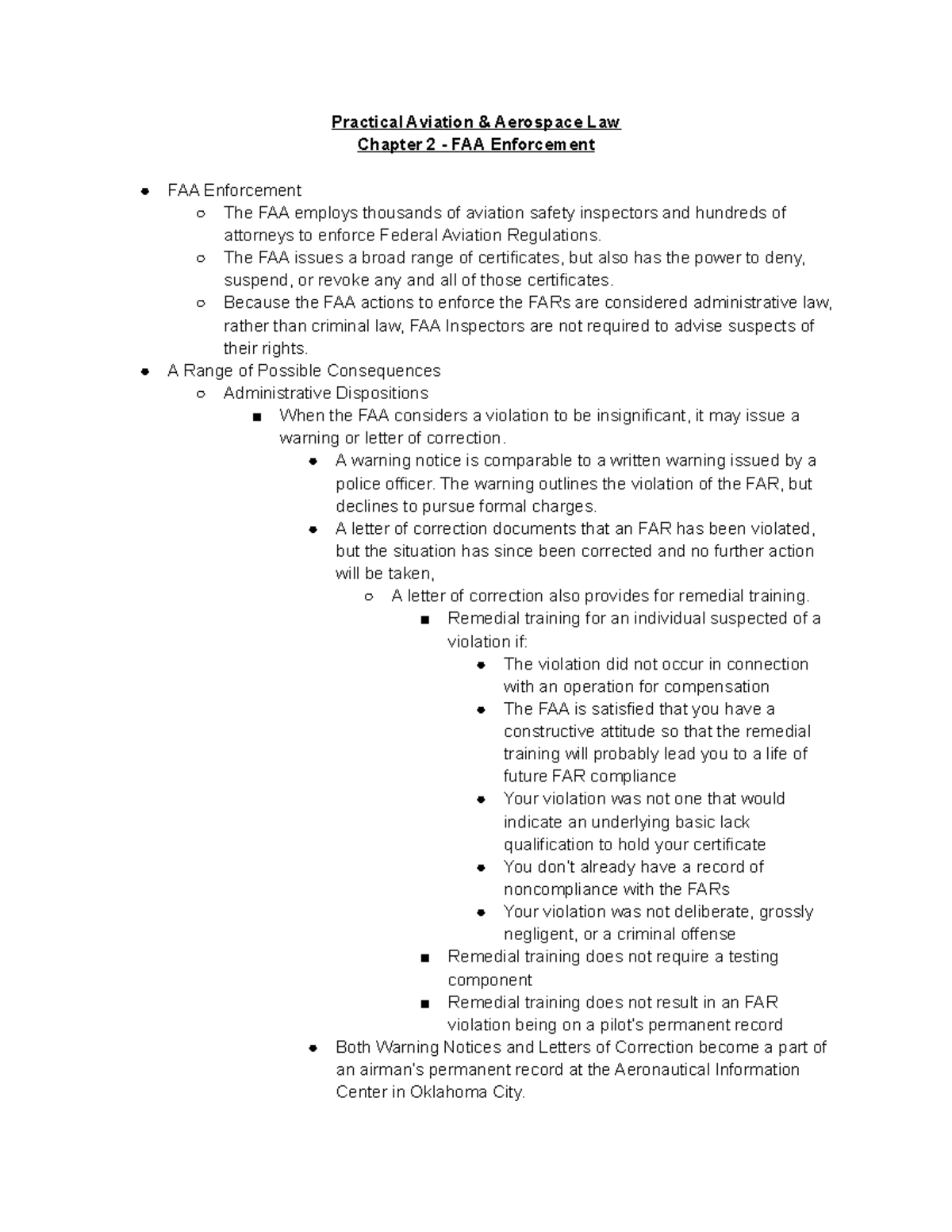 Aviation Law - Chapter 2 Outline - Practical Aviation &