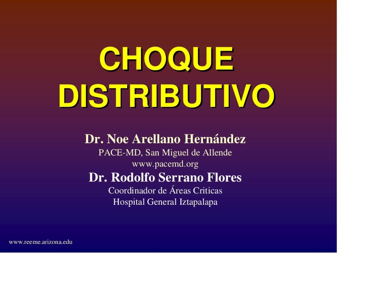 Choque Distributivo Medicina interna Studocu