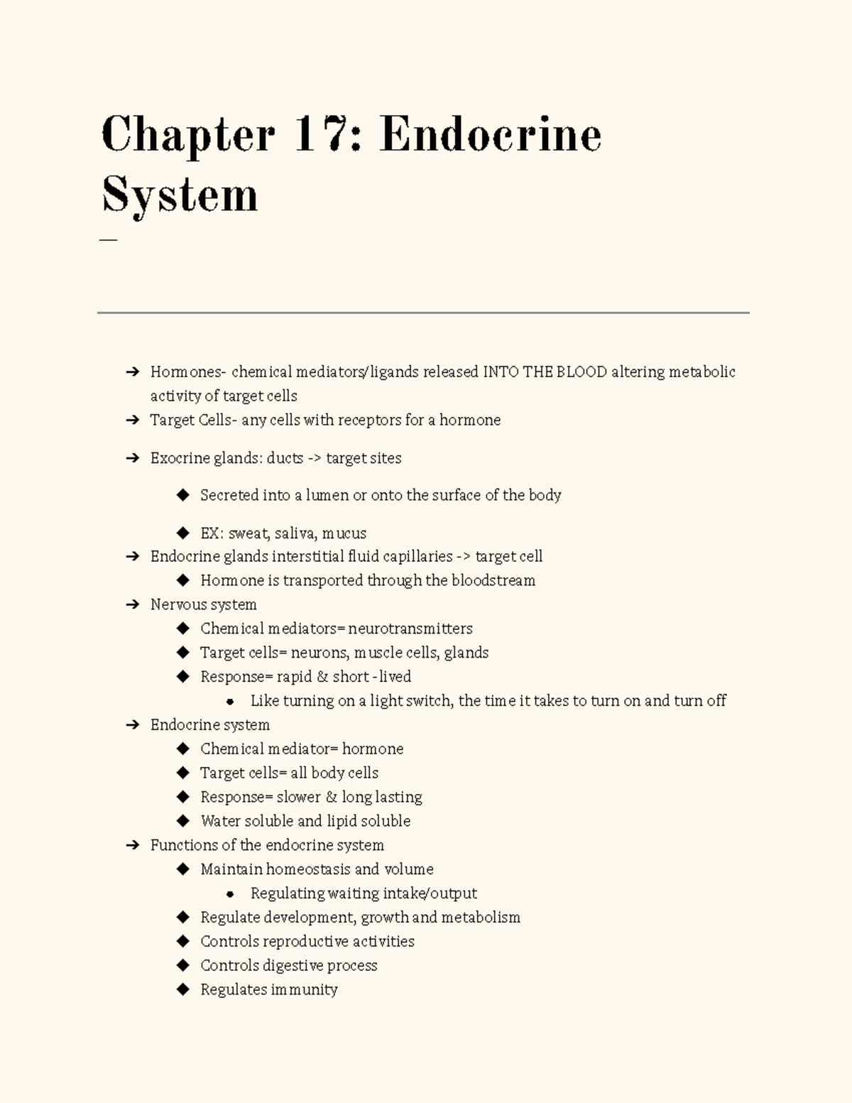 Bio Ch. 17 Endocrine - Chapter 17: Endocrine System ___ Hormones ...