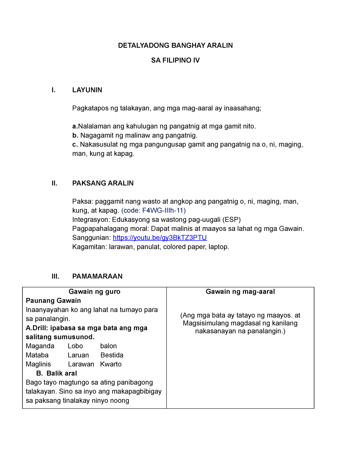 Filipino 4 - About Lesson Plan. - DETALYADONG BANGHAY ARALIN SA ...