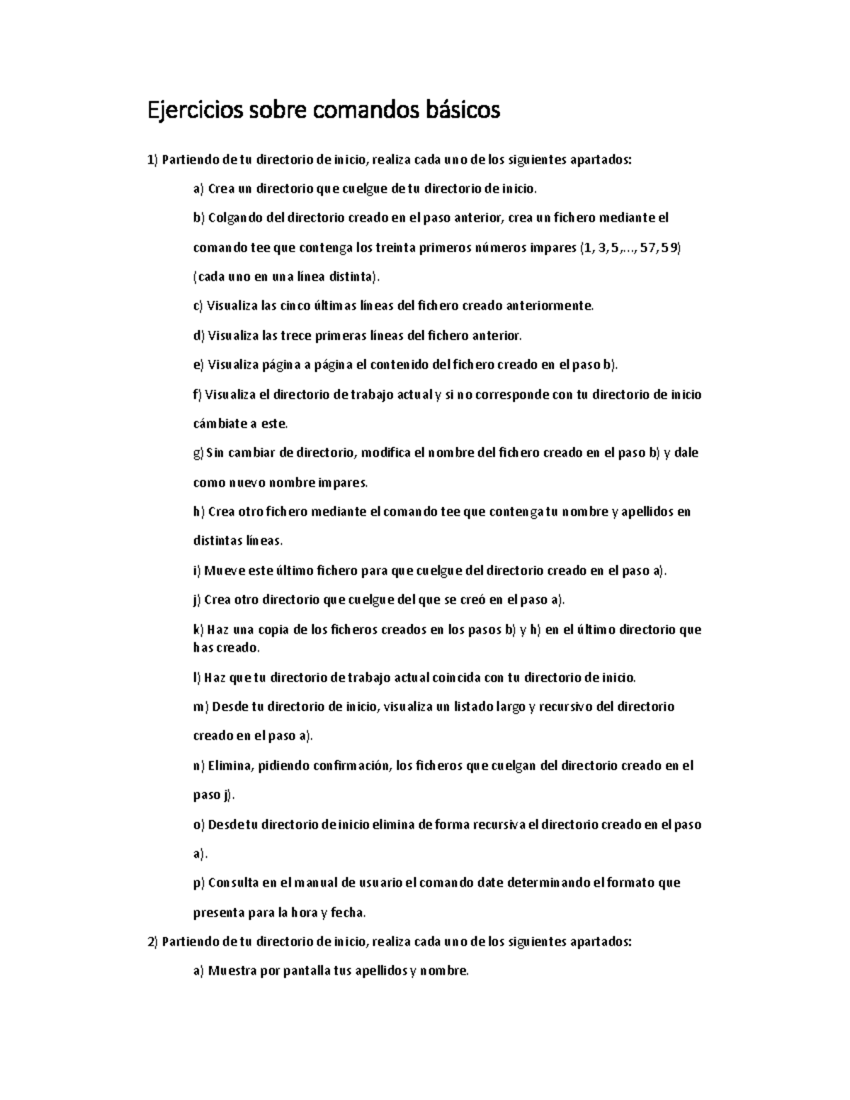 Ejercicios Comandos Basicos - Ejercicios sobre comandos básicos ...
