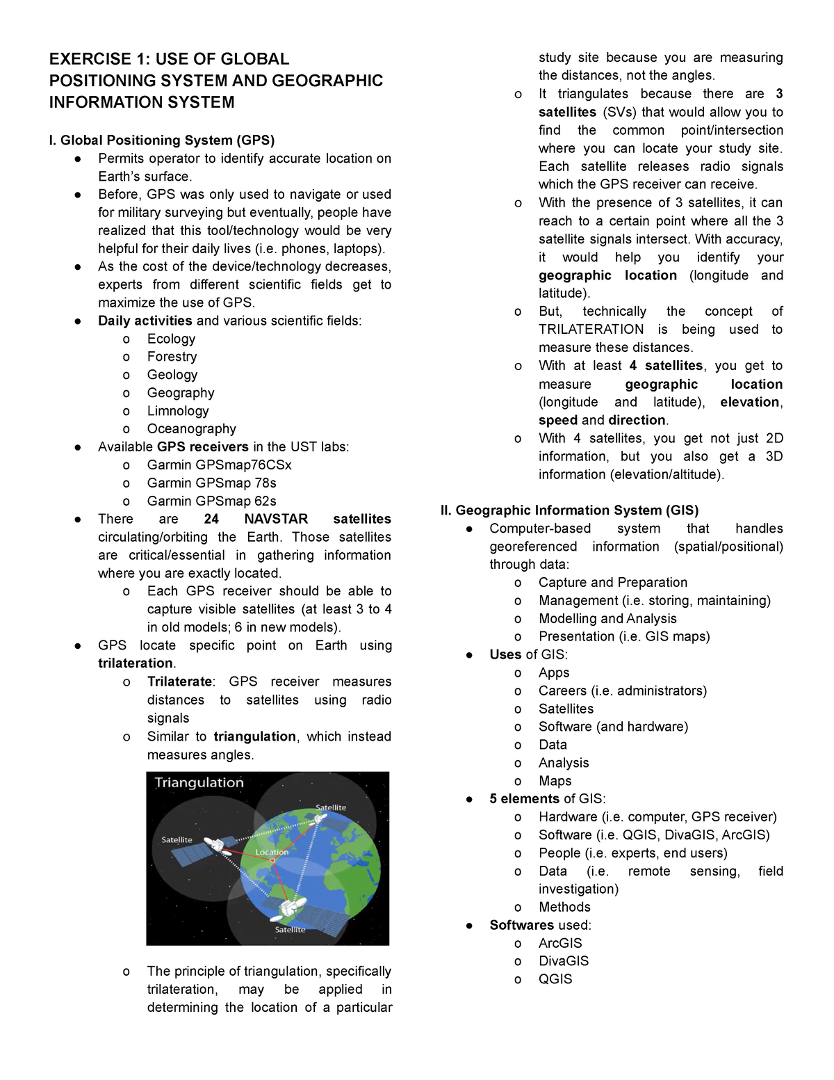 [BIO426L] Exercise 1 - EXERCISE 1: USE OF GLOBAL POSITIONING SYSTEM AND ...