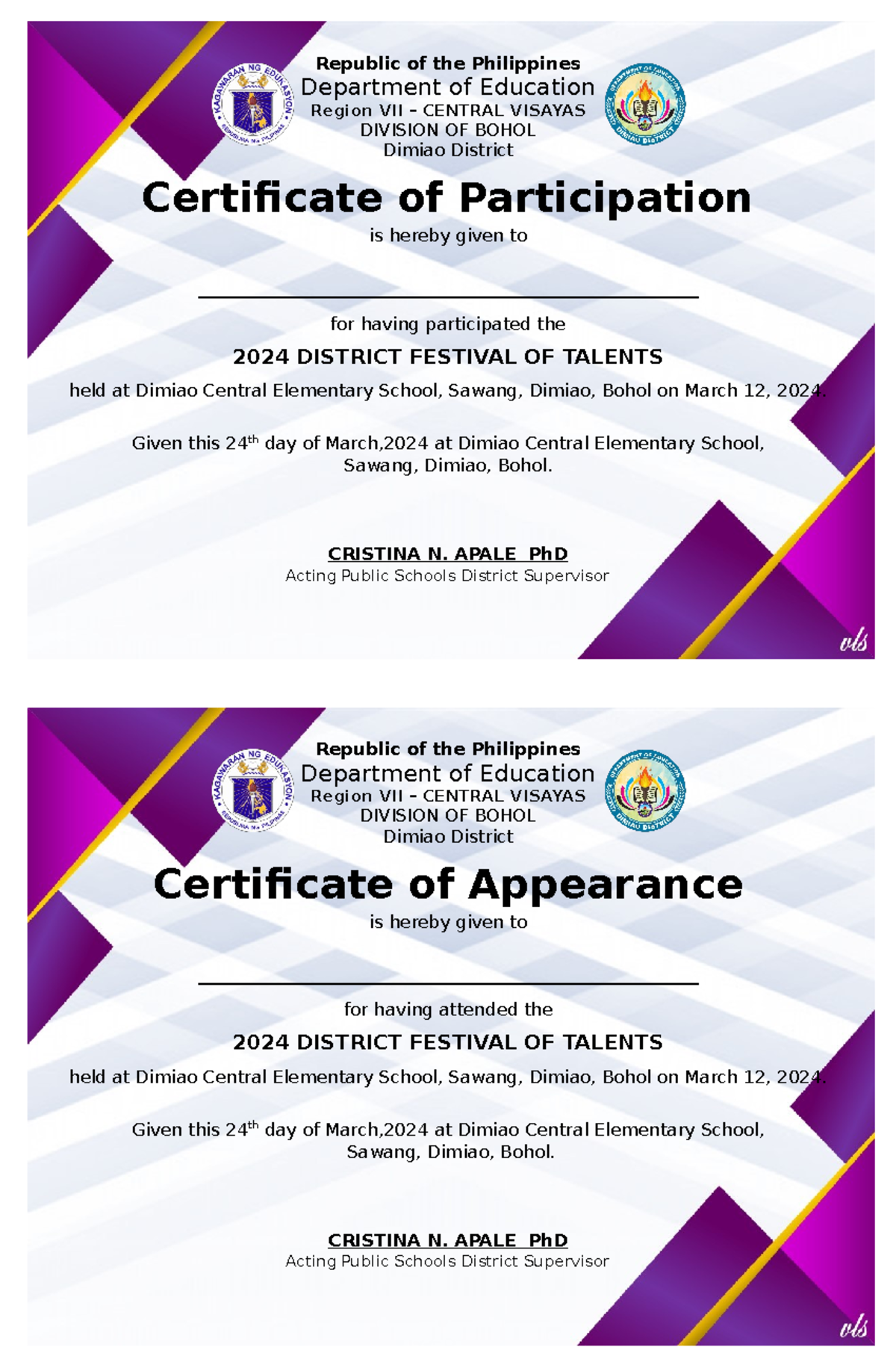 Certificate-DFOT - sample certificate for district festival of talents ...