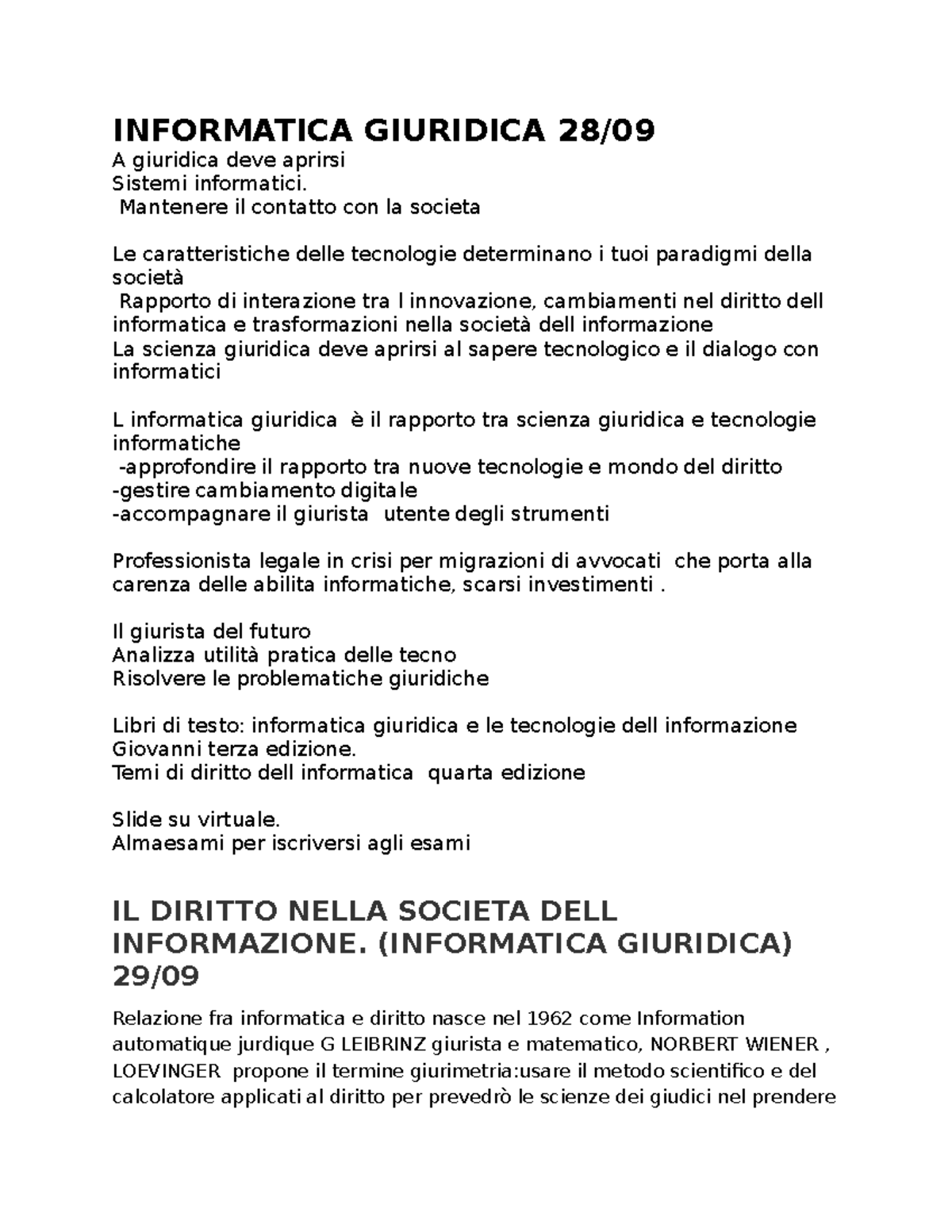 Informatica Giuridica INFORMATICA GIURIDICA 28/ A giuridica