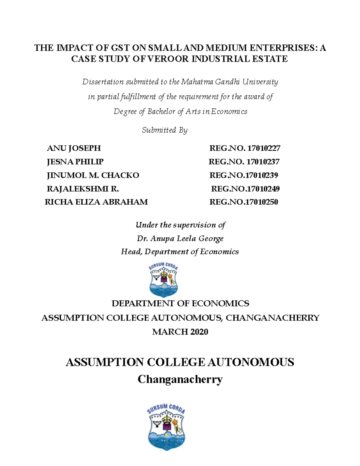 Gst analysis THE IMPACT OF GST ON SMALL AND MEDIUM ENTERPRISES A