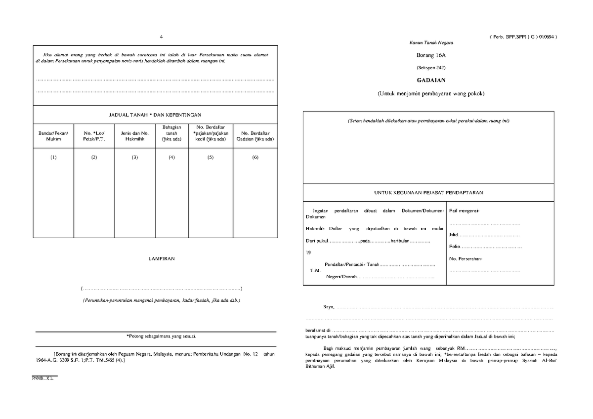 Borang 16A Borang 16A Borang 16A Borang 16A - 4 Jika alamat orang 