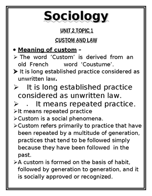 Sociology UNIT 1 Topic 1 Society - SociologySociology TOPIC 1 - SOCIETY ...