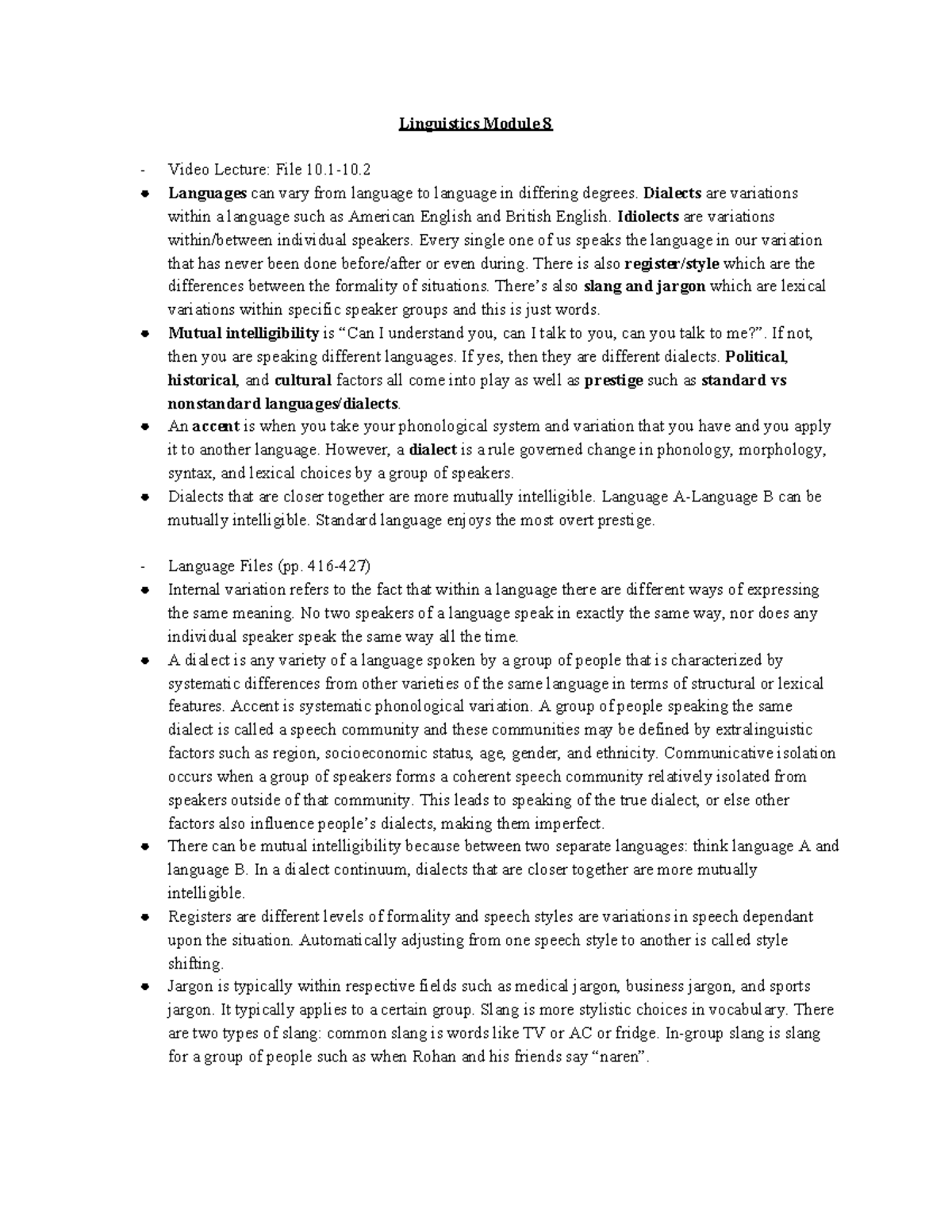 Linguistics Module 8 - Summary Language Files - Linguistics Module 8 ...