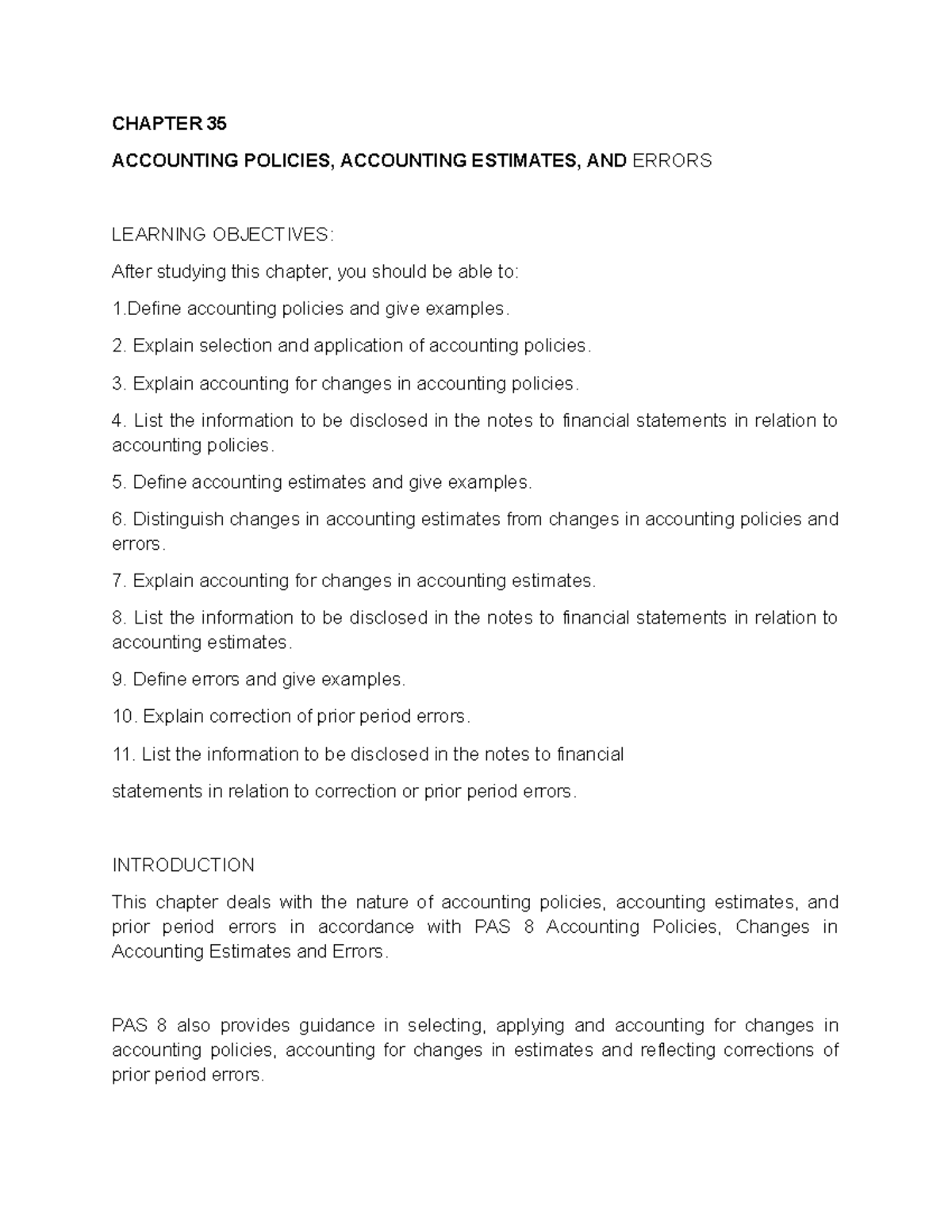 CH35 Accounting Policies, Accounting Estimates AND Errors - CHAPTER 35 ...