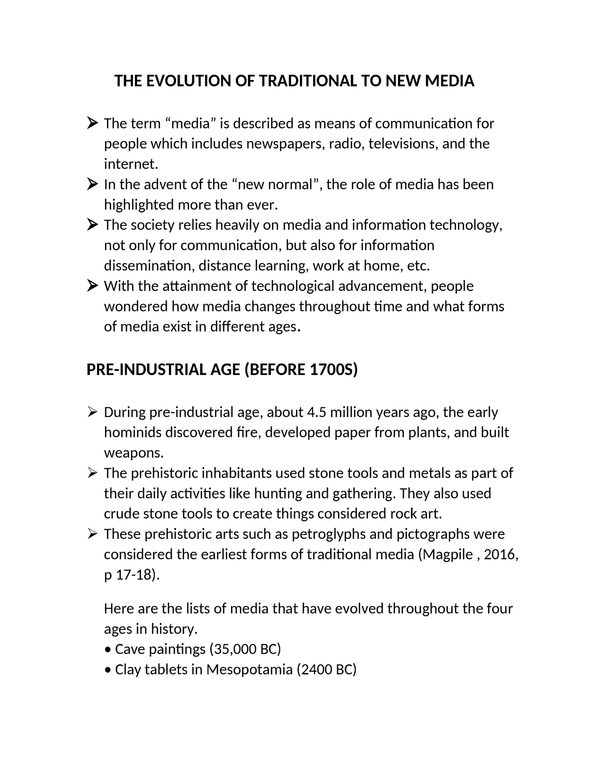 essay about evolution of traditional to new media