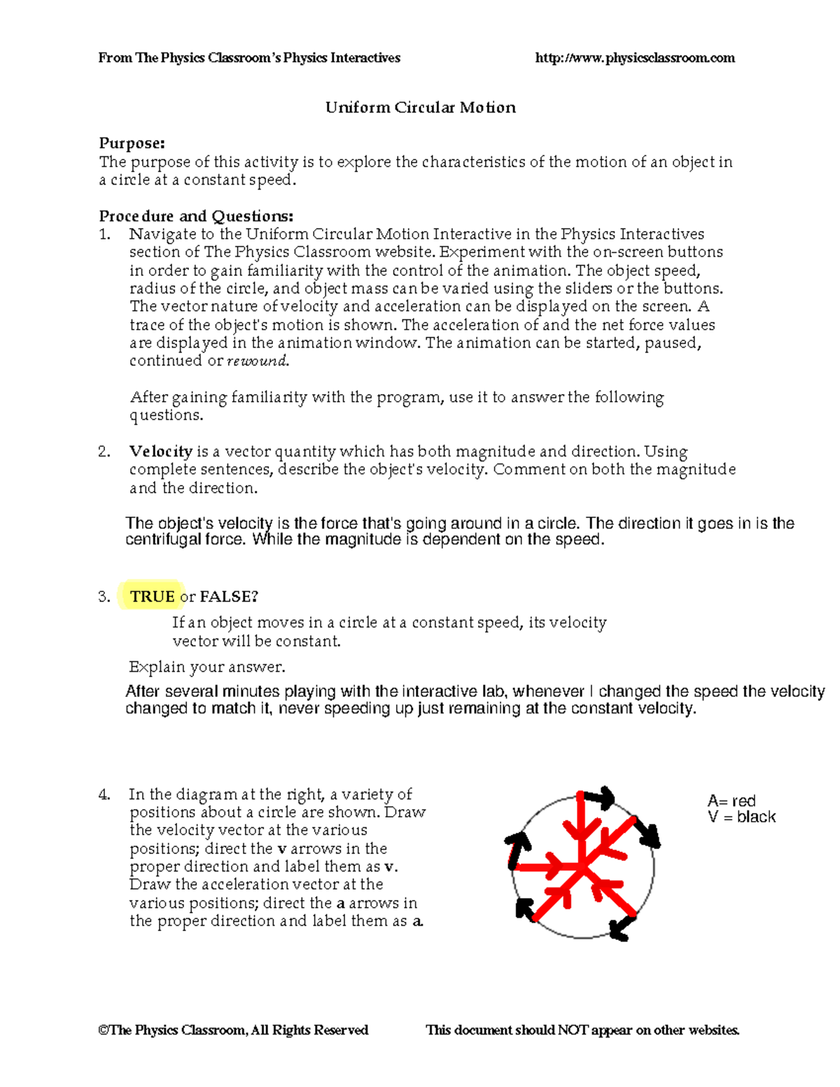 physics classroom assignments