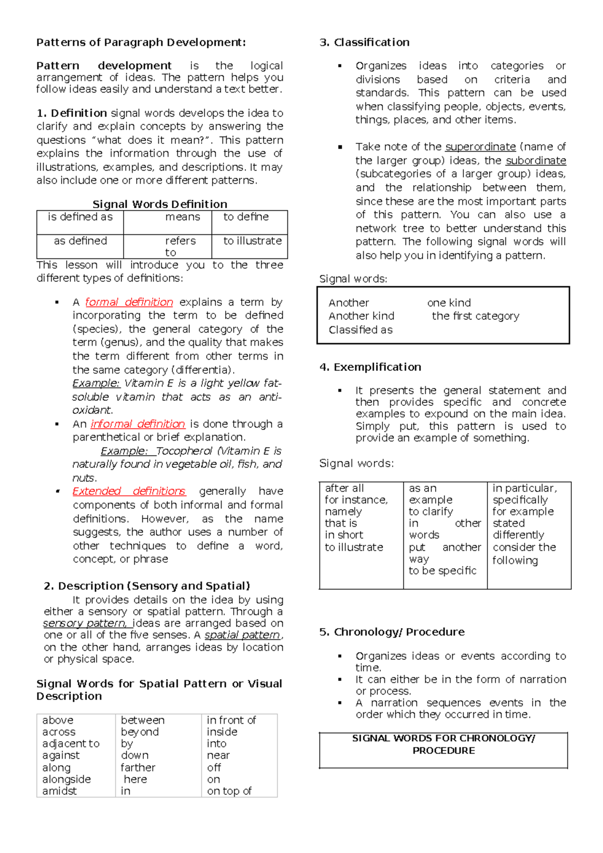 Patterns of Paragraph Development - Patterns of Paragraph Development ...