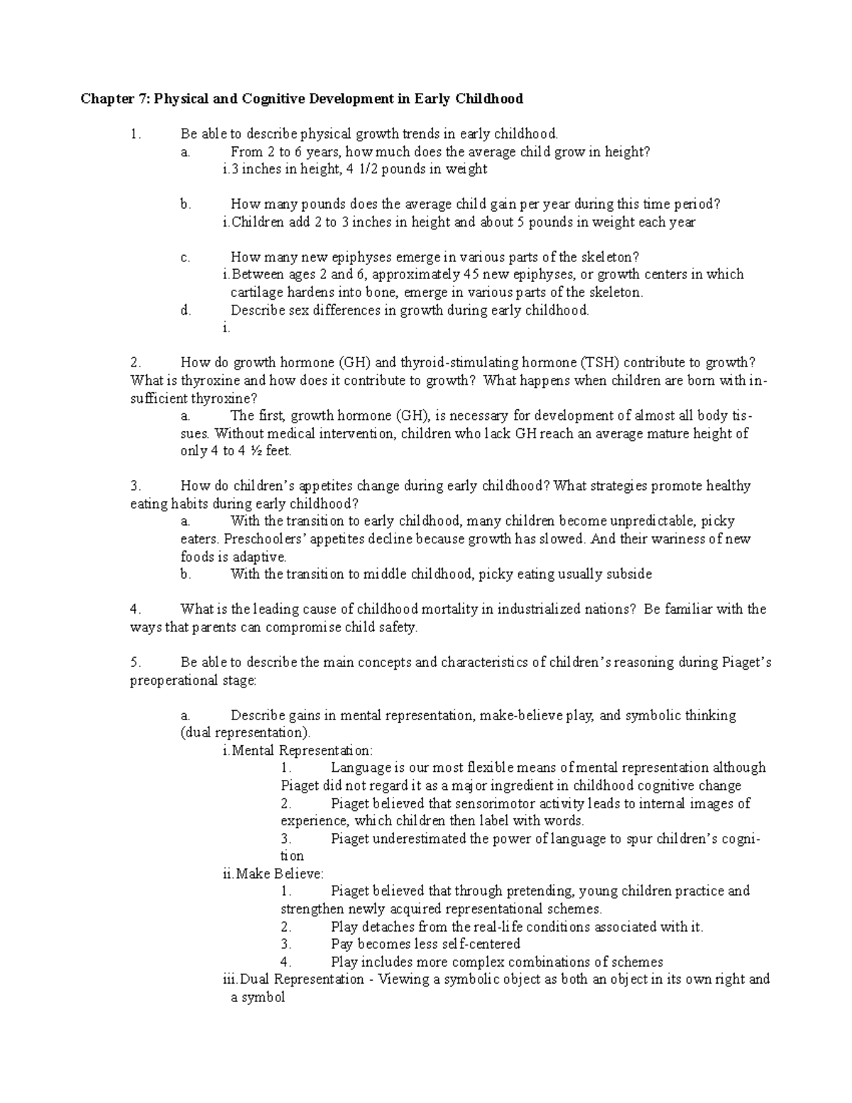 Chapter 7 Physical And Cognitive Development In Early Childhood A 