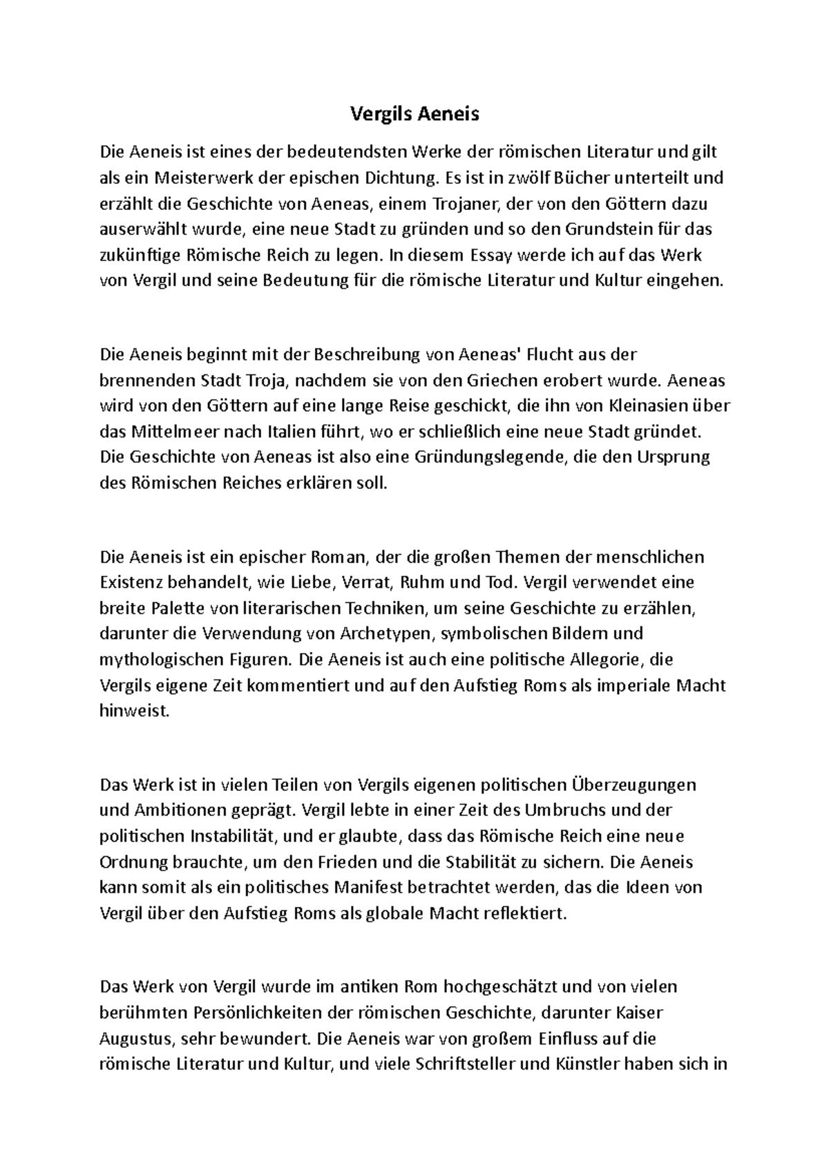 Vergils Aeneis WiSe 2022/23 The Aeneid Vergils Aeneis Die Aeneis