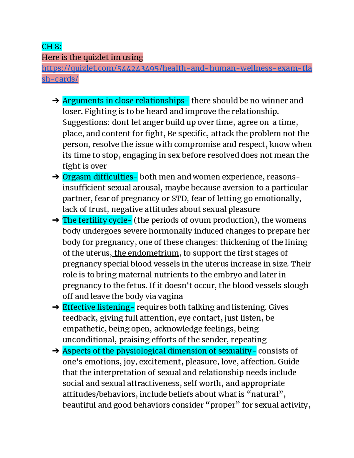 Health and wellness final study guide CH 8 Here is the quizlet im