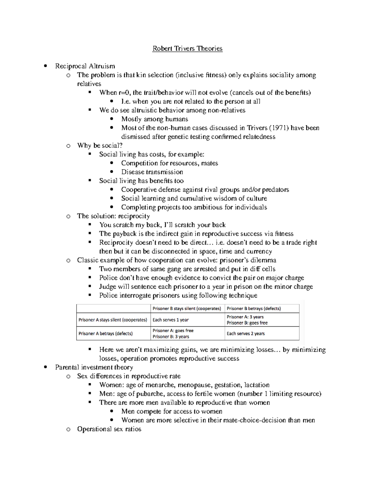 5. Robert Trivers Theories when you are not related to the person at