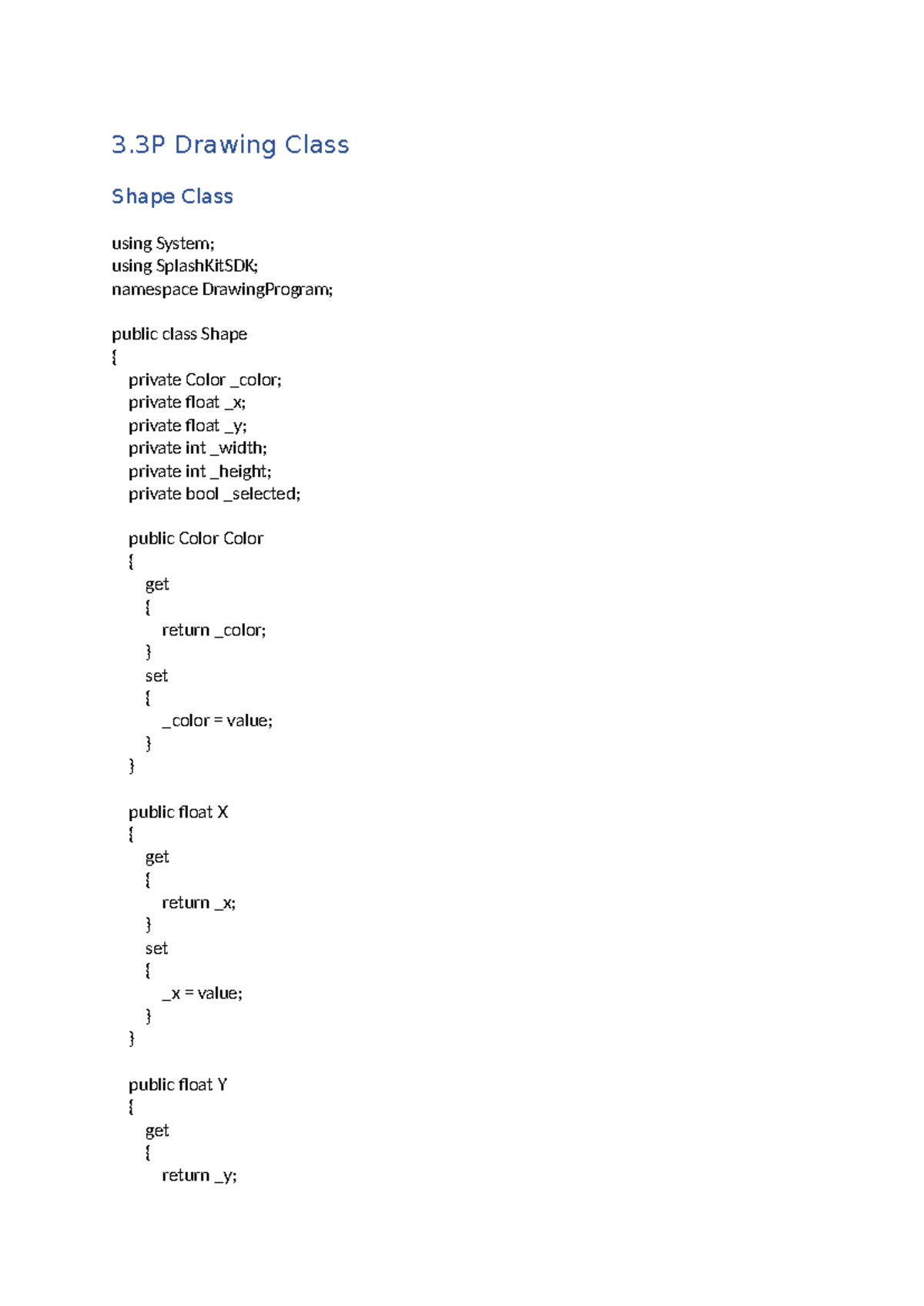3.3P for COS20007 - 3 Drawing Class Shape Class using System; using ...