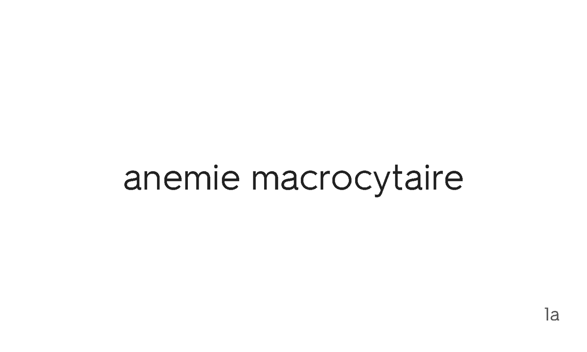 Anemie Macrocytaire Aha 22222 Studocu