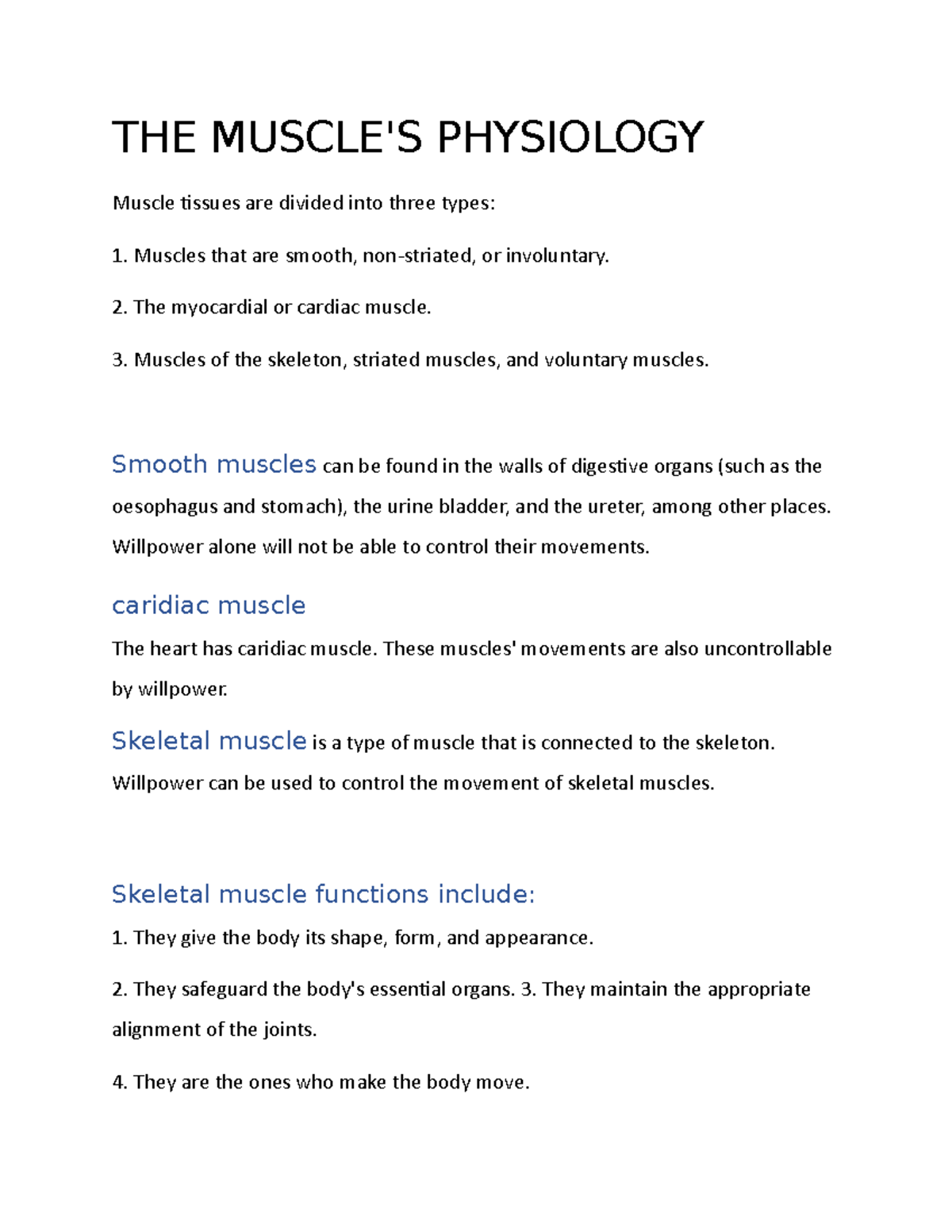 THE Phisology OF Musscle AND Mussle Contraction - THE MUSCLE'S ...