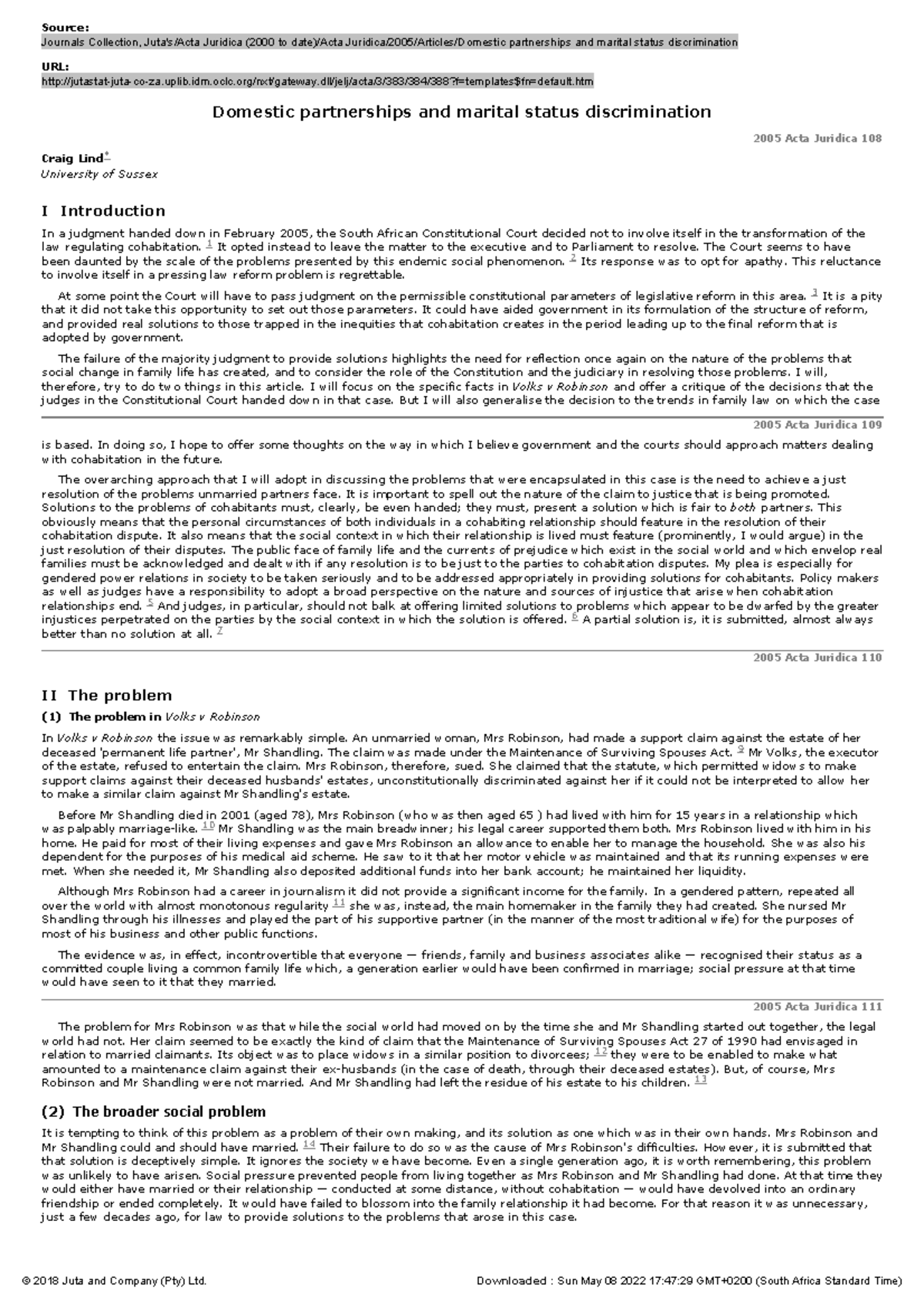 Domestic partnerships and marital status discrimination Studocu