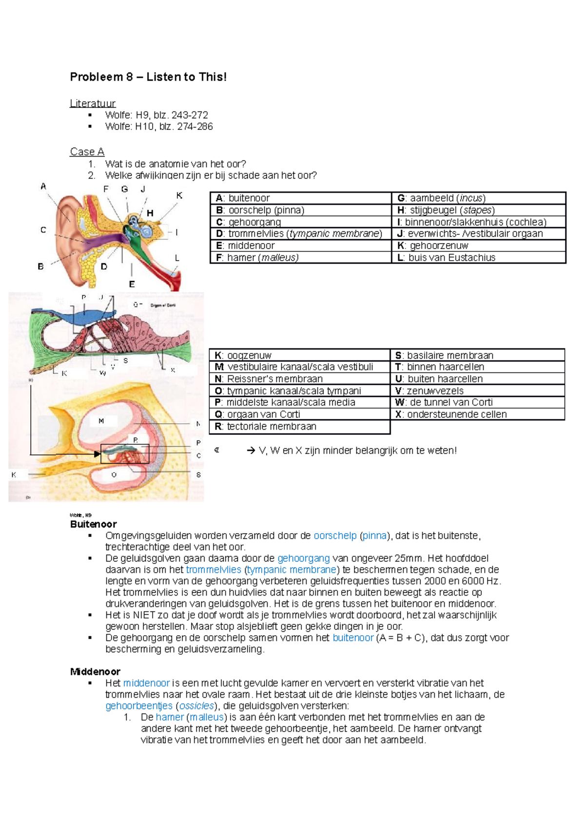 B2 4 Probleem 8 En 9 Fswp2 040 A Probleem Listen To This Literatuur Wolfe H9 Blz 243 Wolfe H10 Blz 274 Case Wat Is De Anatomie Van Het Oor Welke Afwijkingen Studeersnel