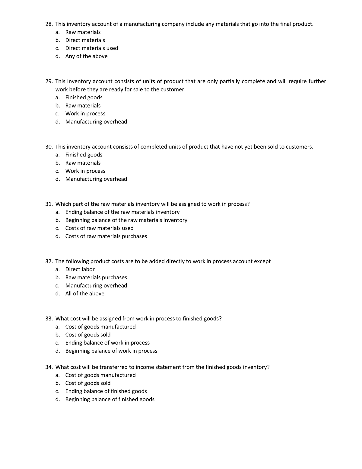 Part 5 - Multiple Choice - This inventory account of a manufacturing ...