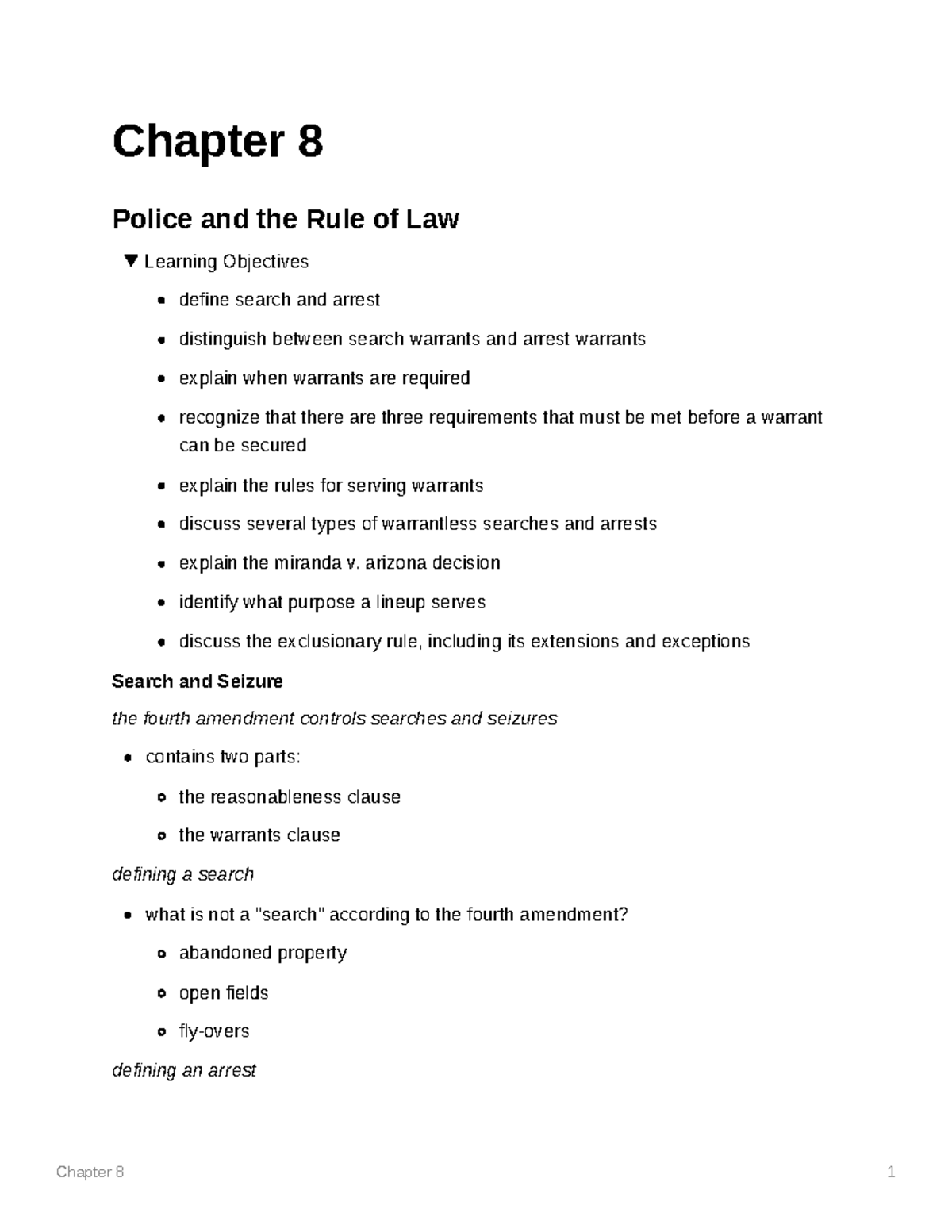 Chapter 8 Powerpoint Notes - Chapter 8 Police And The Rule Of Law ...