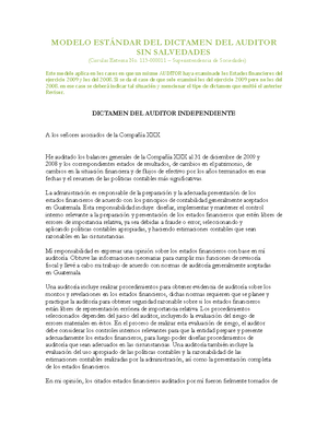 6 Modelo de Dictamen del Auditor independiente - MODELO ESTÁNDAR DEL  DICTAMEN DEL AUDITOR SIN - Studocu