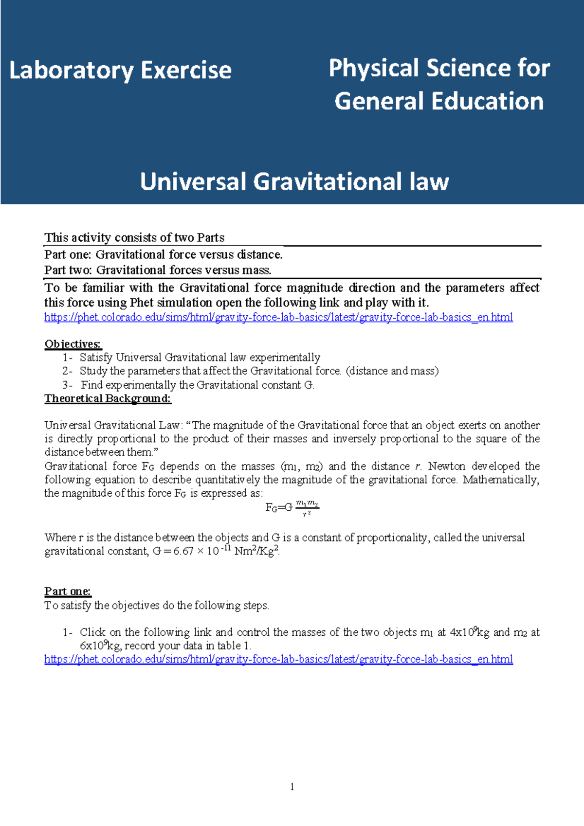 State The Gravitational Law