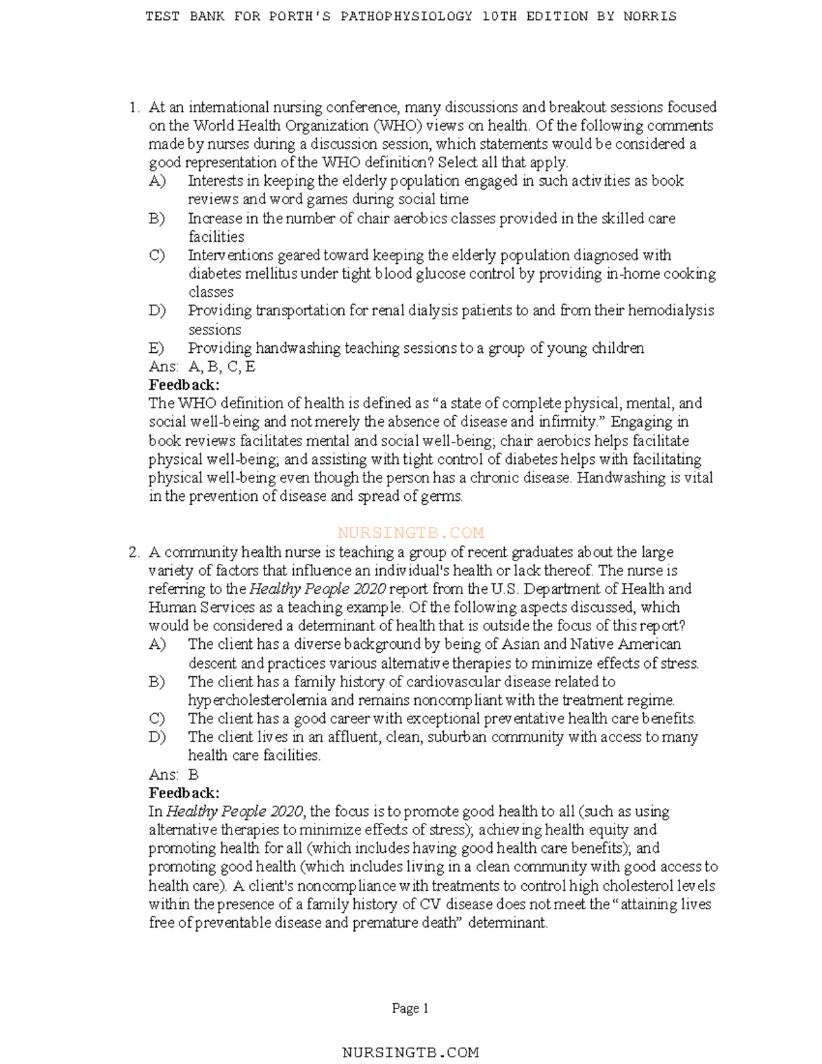 Tbtb chapter 1 concepts of health and disease nursingtb page 1 at an