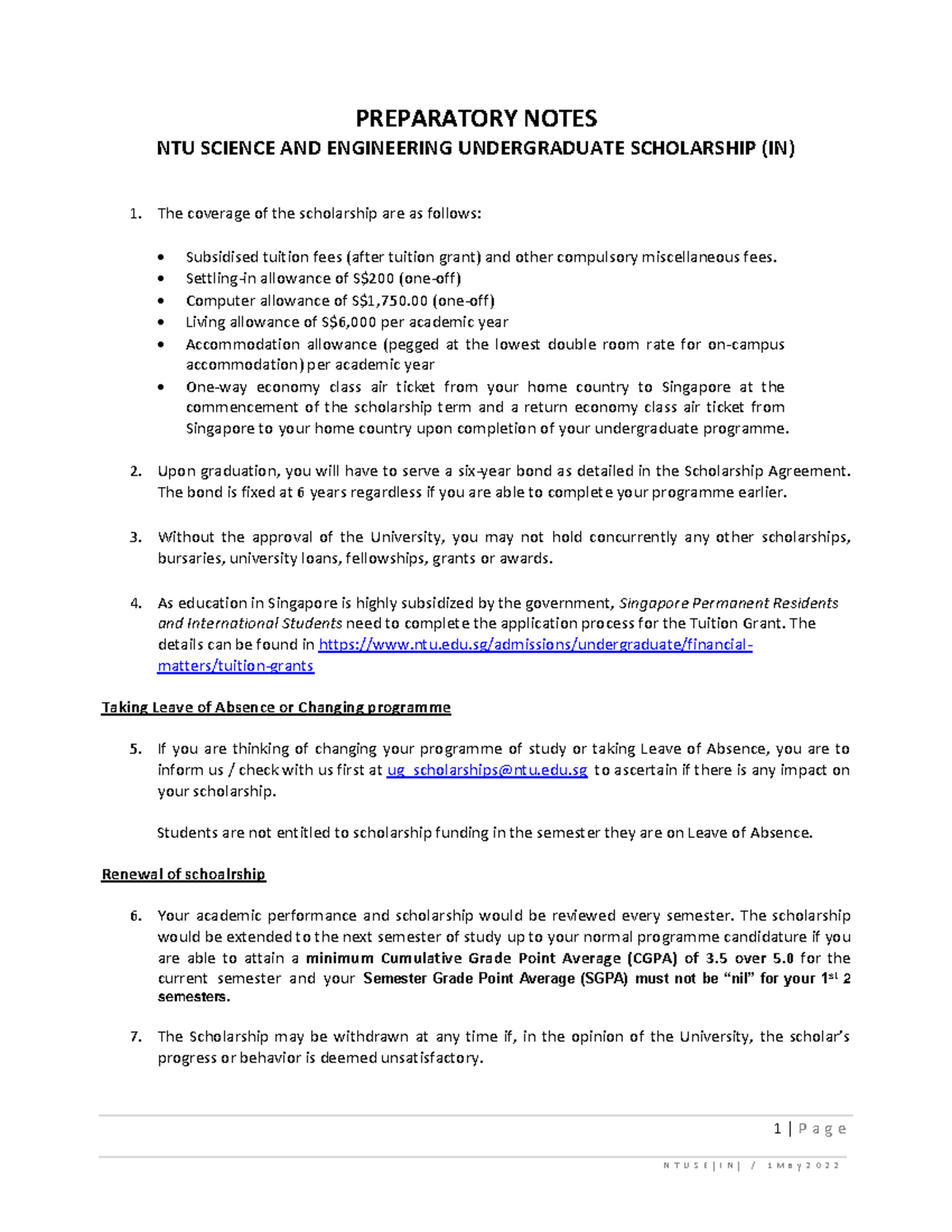 2022 Preparatory Notes Ntu Science And Engineering Ug Scholarship 2022 Preparatory Notes Ntu Science And Engineering Ug Scholarship