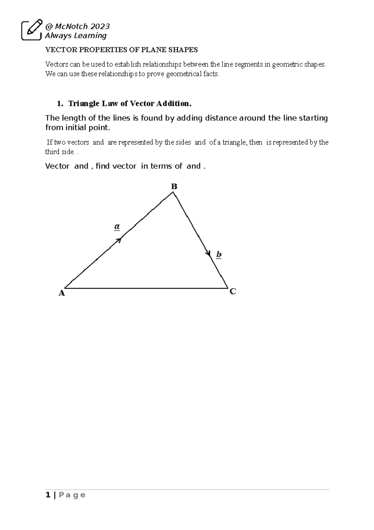 Geometric Vectors - Always Learning VECTOR PROPERTIES OF PLANE SHAPES ...