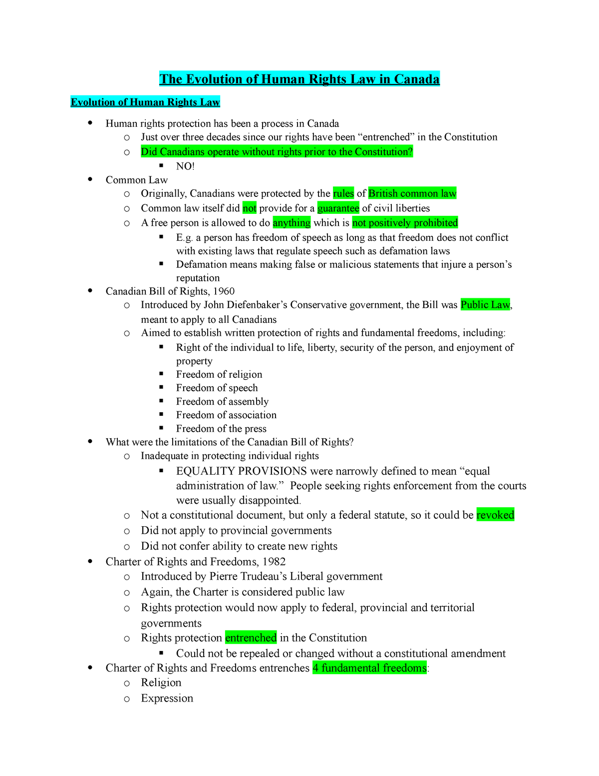 Human Rights Law In Canada