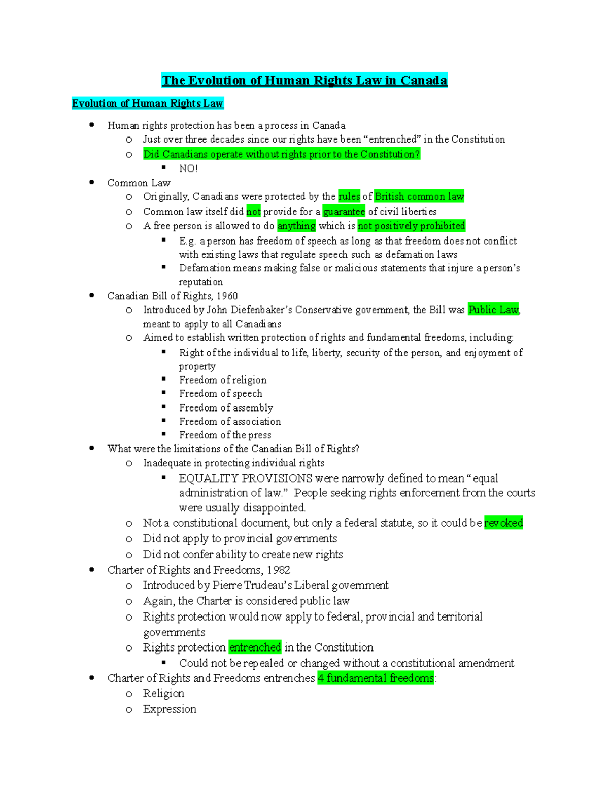 Lesson 2 The Evolution Of Human Rights Law In Canada The Evolution 