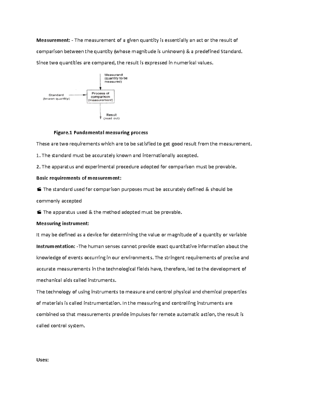 Note 1 - Measurement: - The measurement of a given quantity is ...