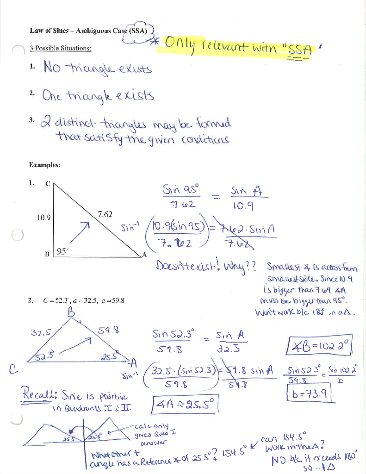 8.2 - Ambiguous Case Solutions - MATH 180 - Studocu