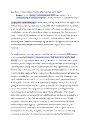 Textile Questions- Q3 - Explain how the price point of an apparel ...