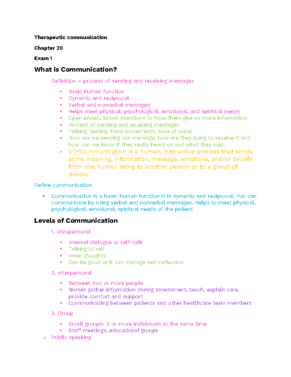 Nurs.101 therapeutic communication - Therapeutic communication Chapter ...