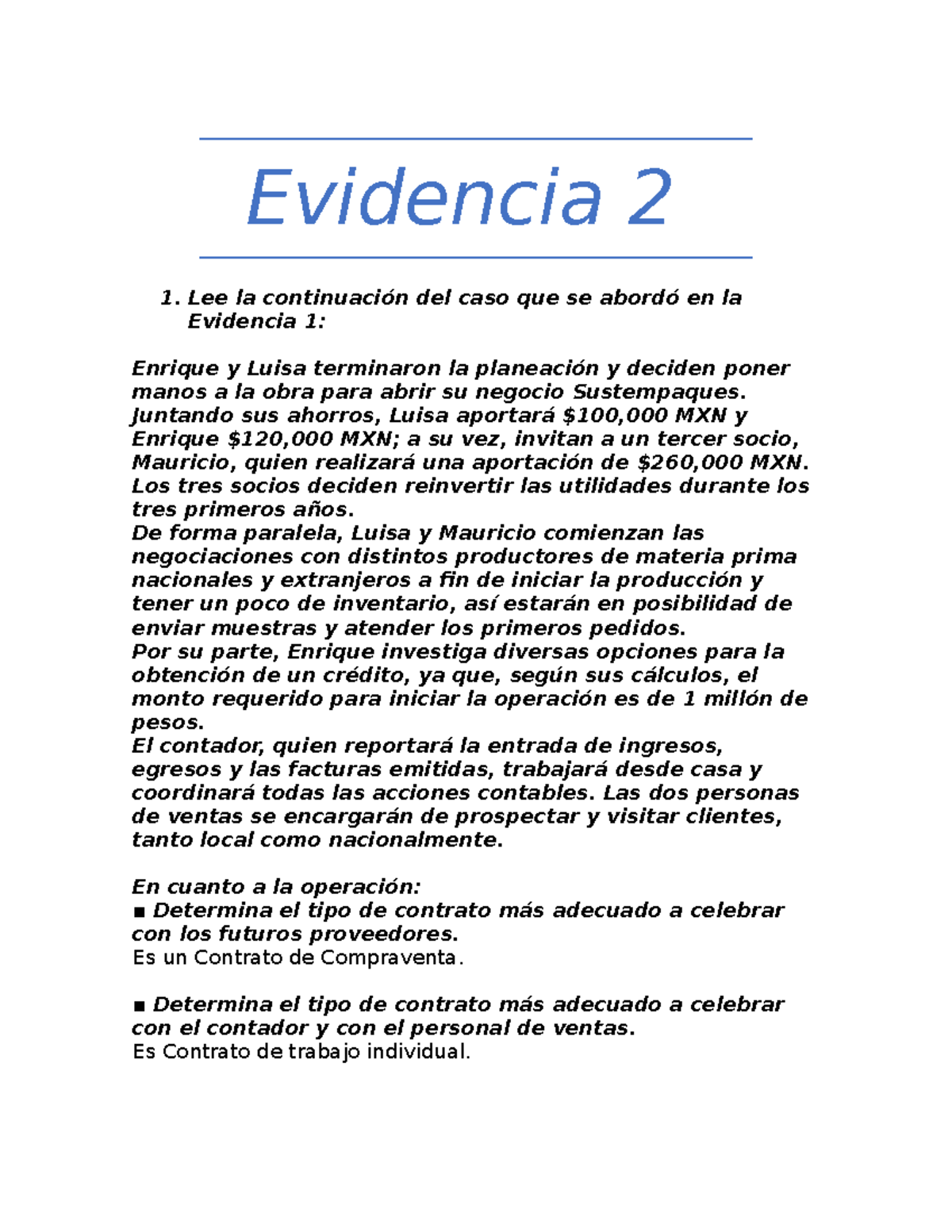 Evidencia Derecho Empresarial Evidencia Lee La Continuaci N