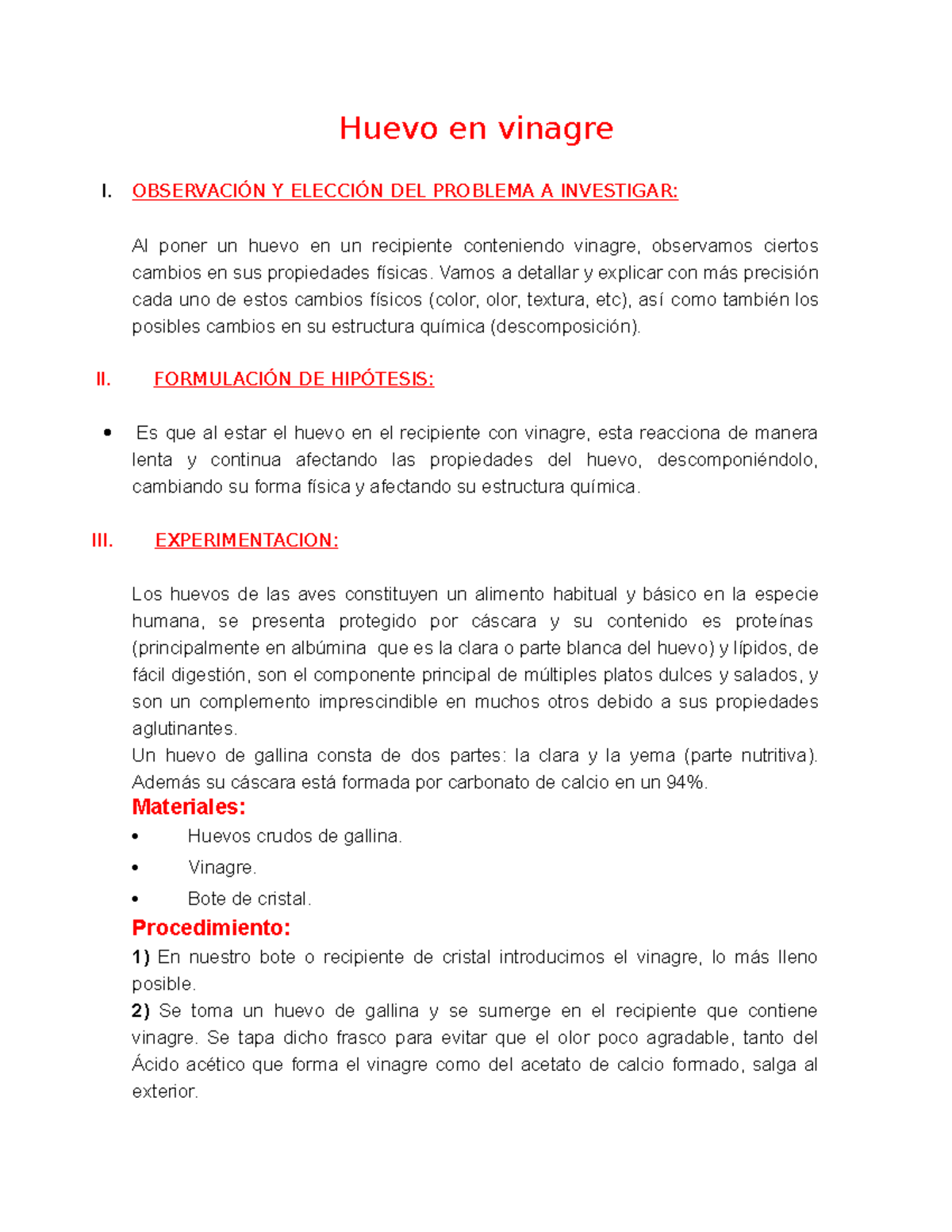 Pr Ctica Huevo En Vinagre I Observaci N Y Elecci N Del Problema A Investigar Al Poner Un