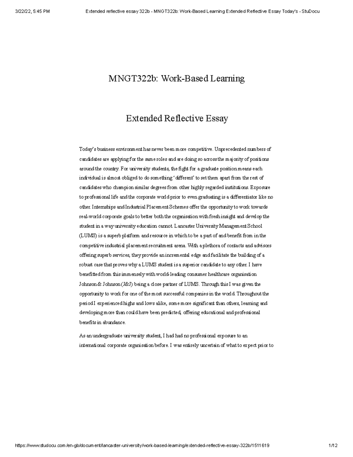 extended essay reflection examples