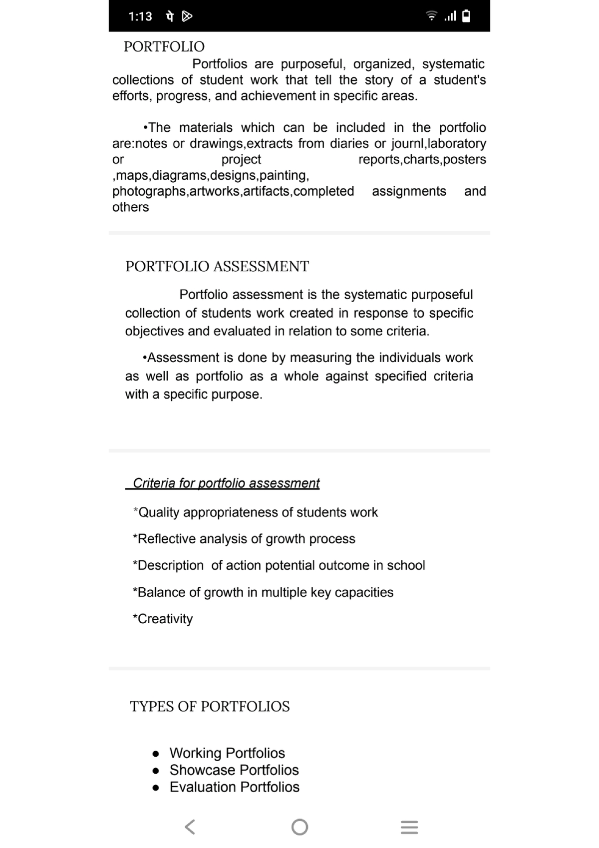 Portfolio-1 - Class Notes - B.Ed - Studocu