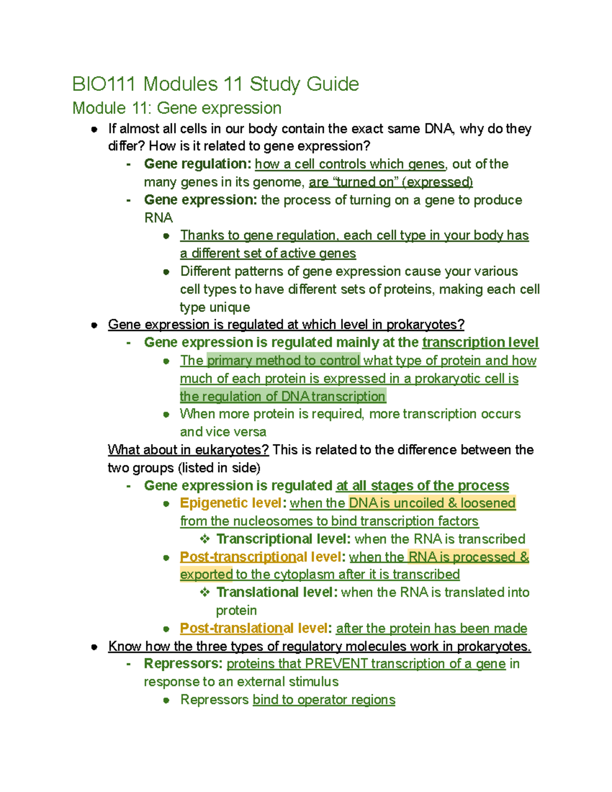 BIO111 Modules 11 Study Guide - BIO111 Modules 11 Study Guide Module 11 ...