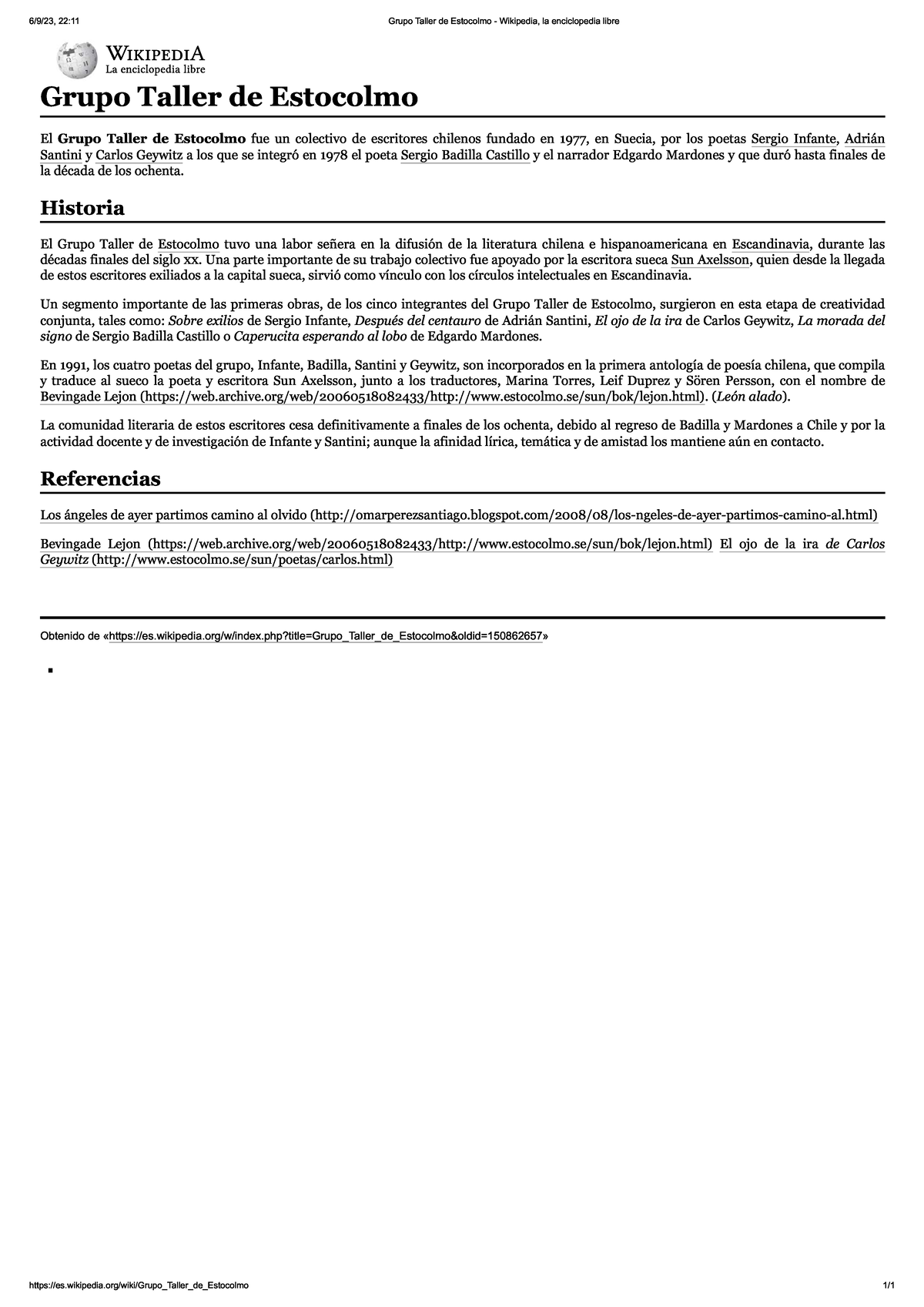 Grupo Taller de Estocolmo Wikipedia, la enciclopedia libre Studocu