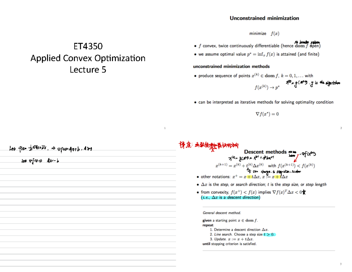 Unconstrained Algorithm - ET Applied Convex Op4miza4on Lecture 5 1 2 4 ... image.